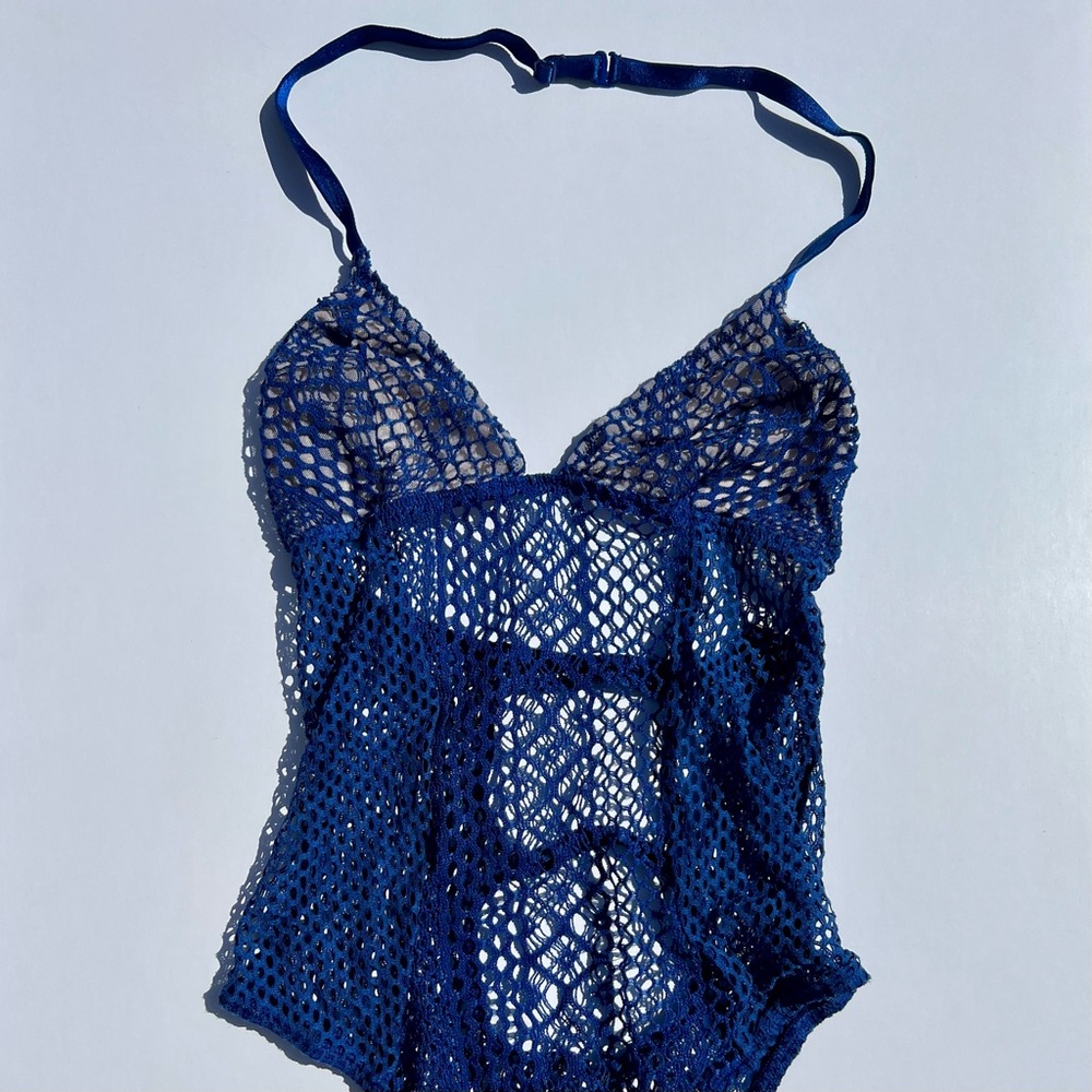 Victoria’s Secret Dodger blue fishnet teddy, in perfect condition size M,